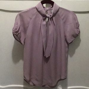 Chic Mauve Tie-Neck Blouse